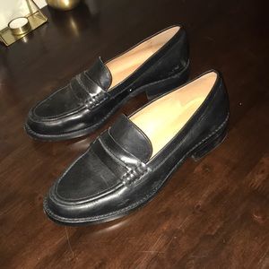 Black leather loafers